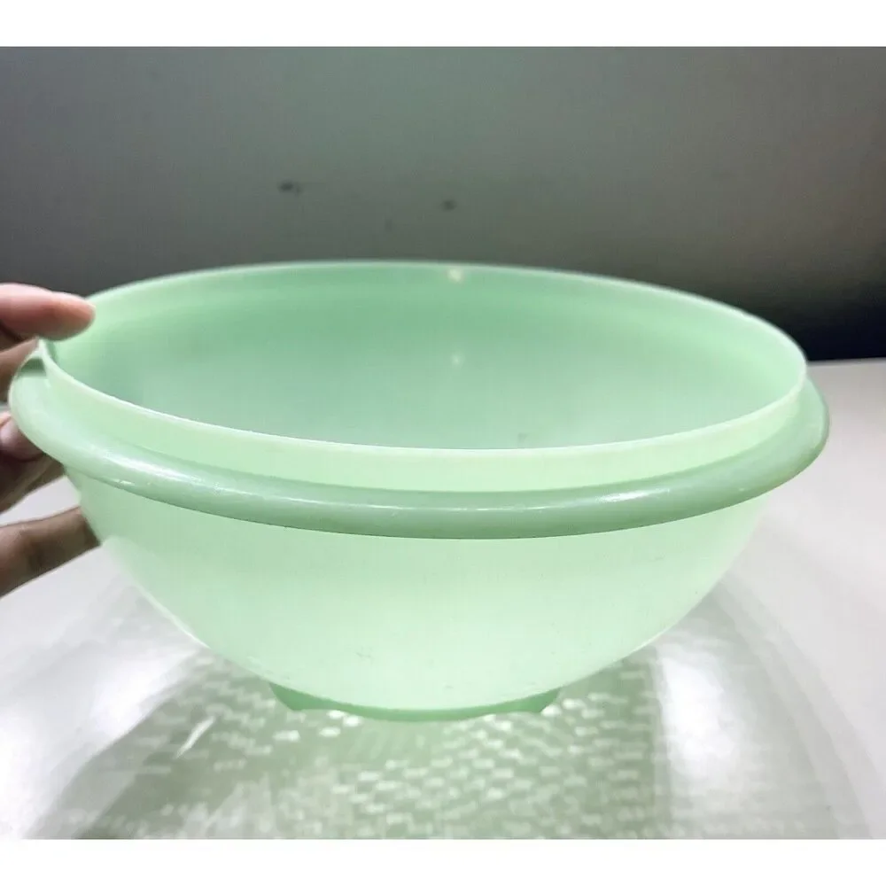 Vintage‎ Tupperware Jadeite Green Colander Strainer Bowl #339 Star Pattern 10
